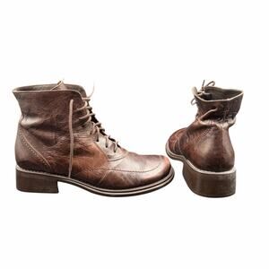KoxKo Brown Leather Lace-Up Ankle Boots EU 40 US 9–9.5 Made in Italy